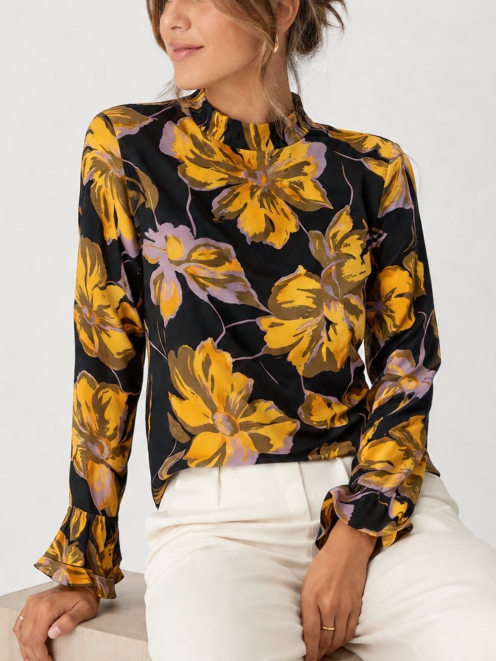 Molly Bracken Floral Mock Neck Blouse